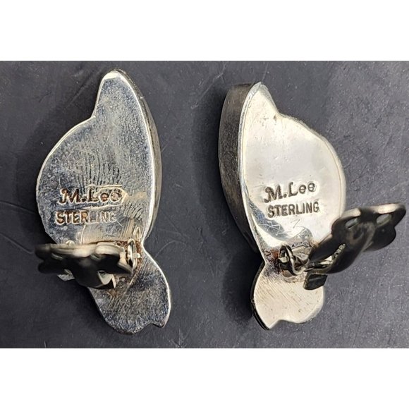 Vintage Native American Milton Lee Turquoise Sterling Silver Clip On Earrings - Picture 4 of 6